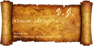 Vincze Jónás névjegykártya